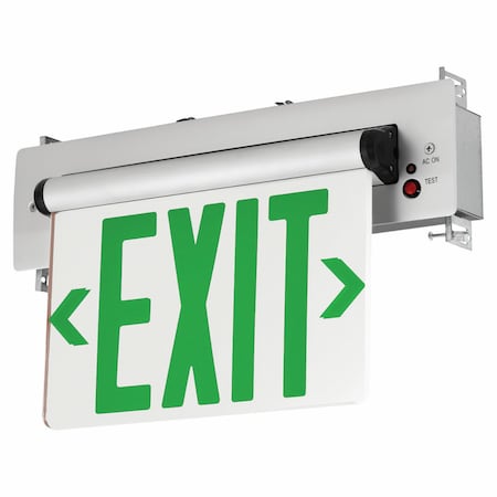 Edge-Lit LED Emergency Exit, Recessed Mt, Single Face, Green